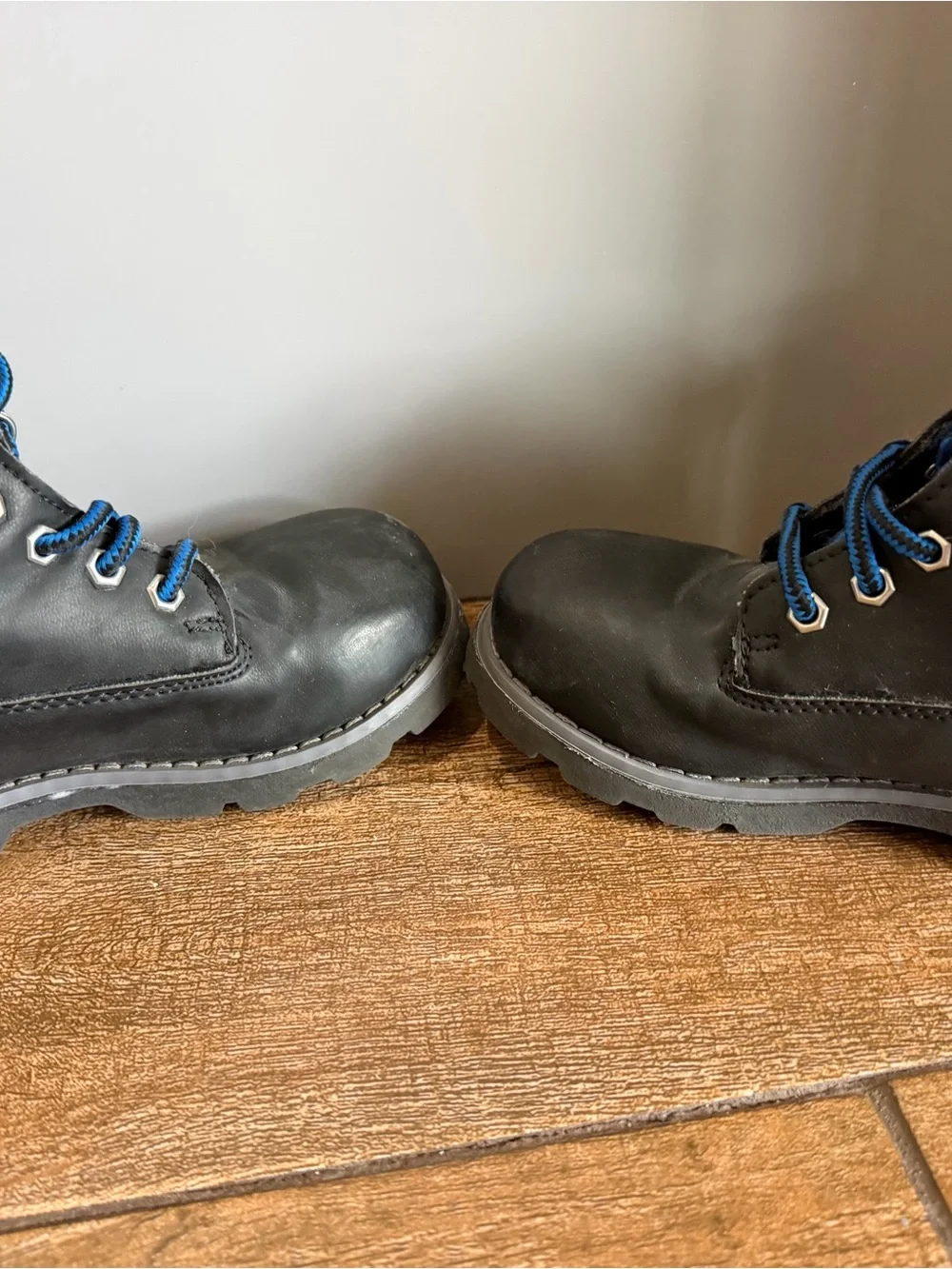 Faded Glory Black Boots with Blue Accents - Kids Lace-Up